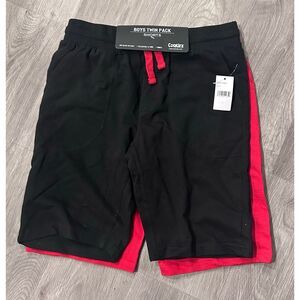 Cookies Kids Boys Twin Pack Athletic Shorts Black Red Drawstring L 14-16